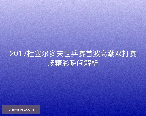 2017杜塞尔多夫世乒赛首波高潮双打赛场精彩瞬间解析